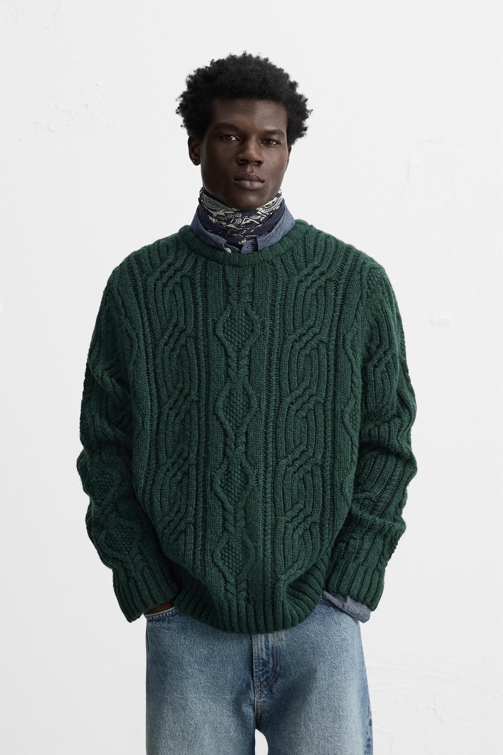 Zara cable knit hoodie sale