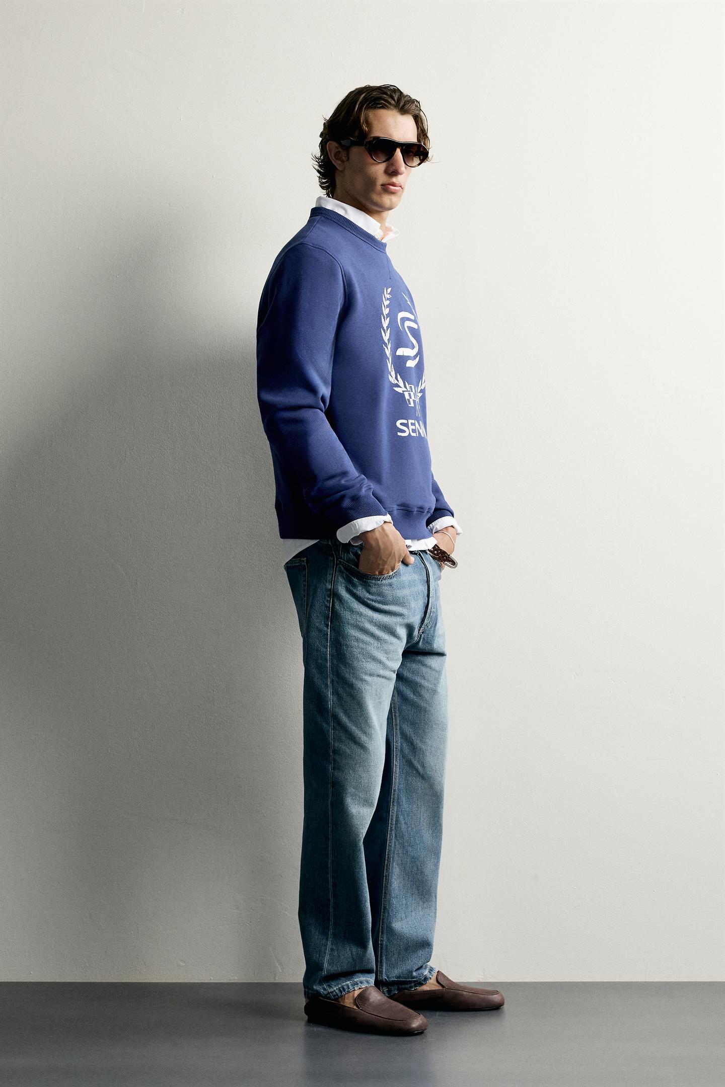 Мужская толстовка Zara Ayrton Senna © Senna Brands Graphic, цвет: Голубоватый — фото 4