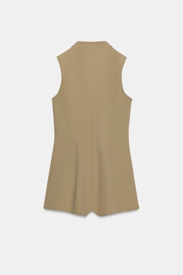 ZIP SHORT JUMPSUIT - Dark khaki by Zara - Image 6