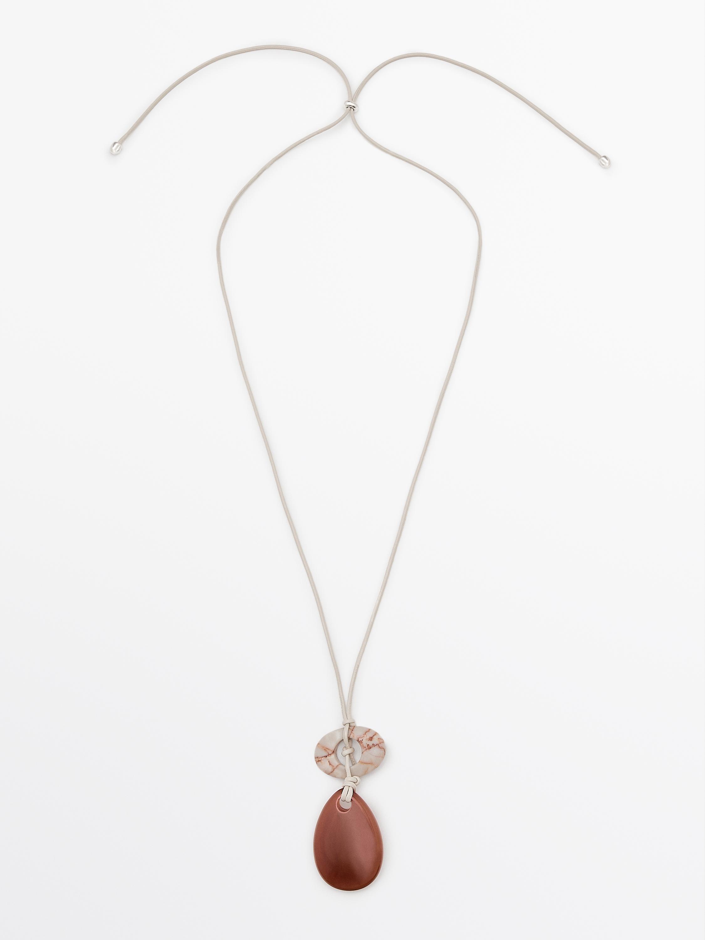 Leather cord necklace with stones | ZARA Canada