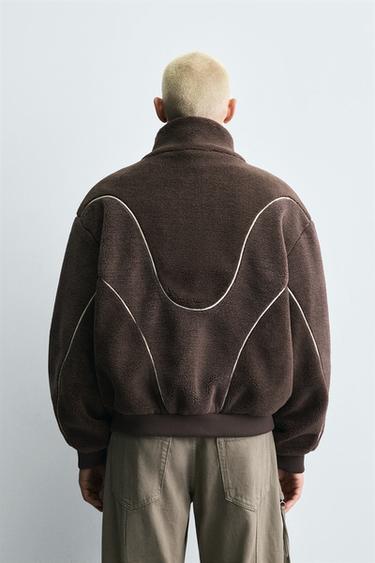 BLOUSON EFFET MOUTONNÉ CONTRASTE - Marron de Zara - Image 2