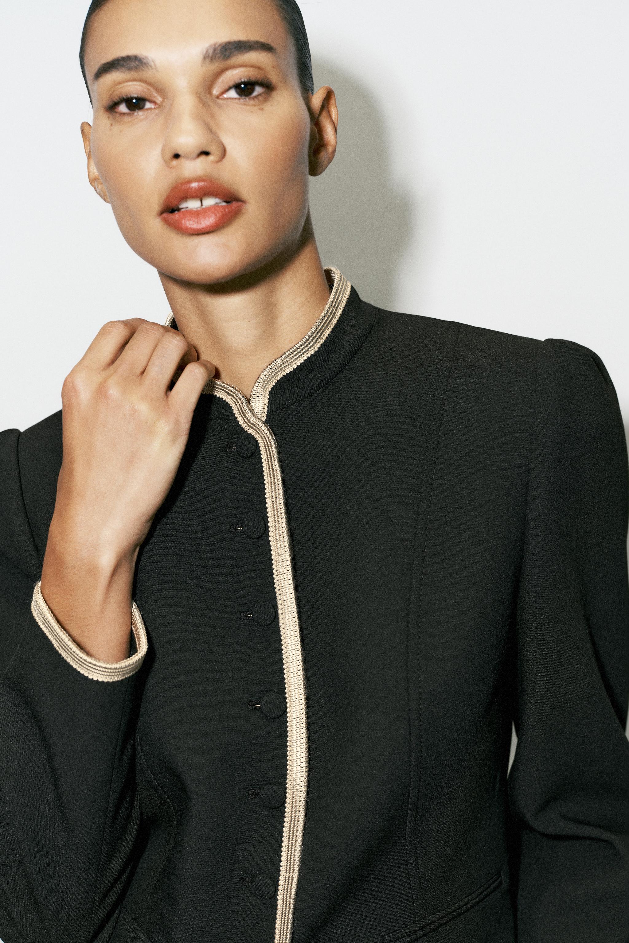 コントラストパイピングブレザー - ブラック | ZARA Japan / 日本
