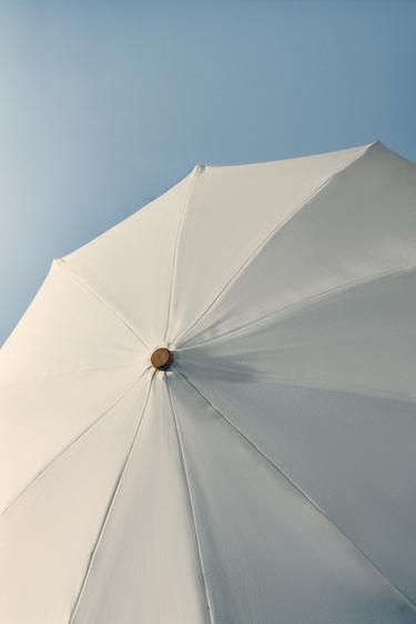 BEACH UMBRELLA WITH CONTRAST EDGE (ø 160CM) - Ecru by Zara