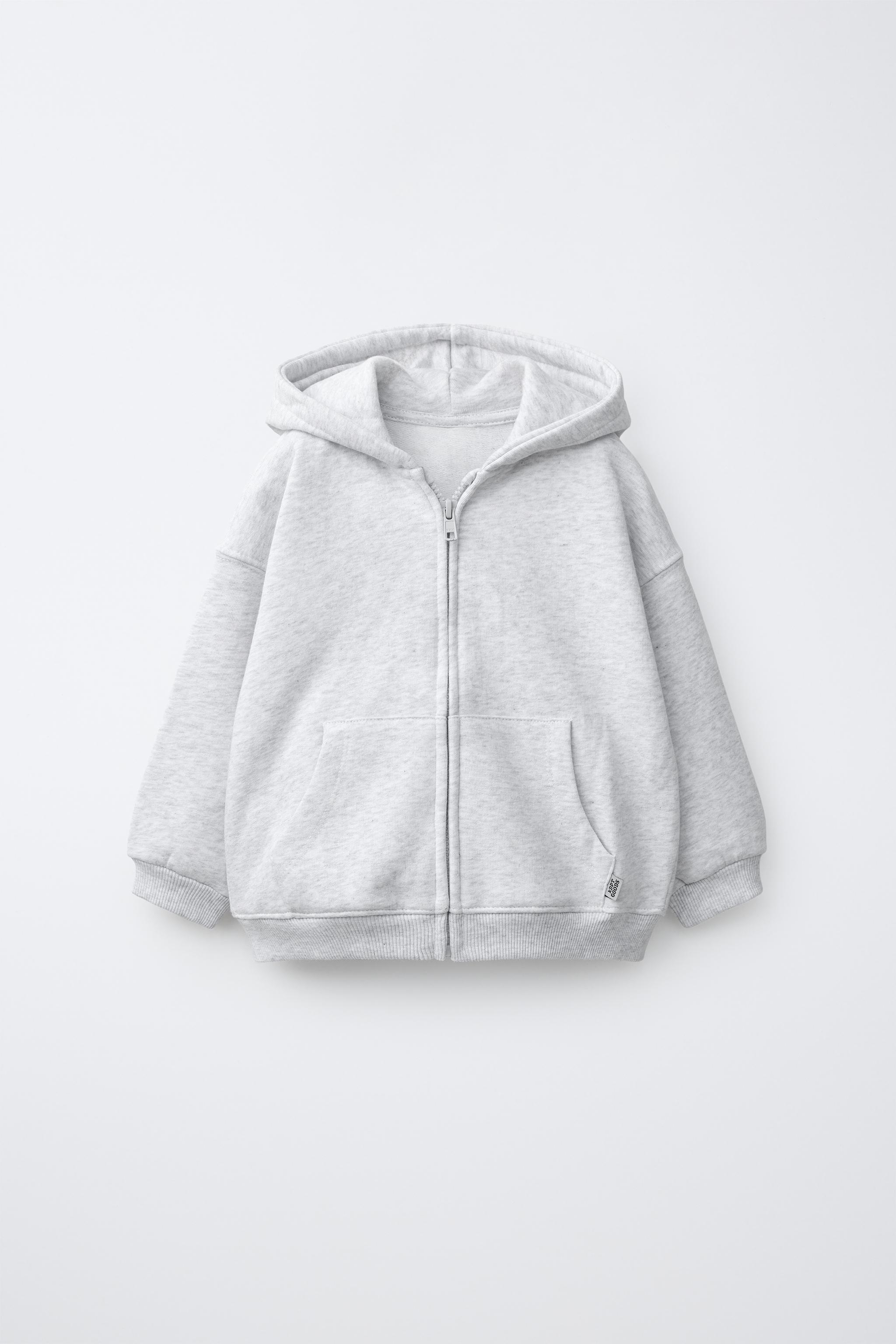 HOODED ZIP SWEATSHIRT — Gray marl