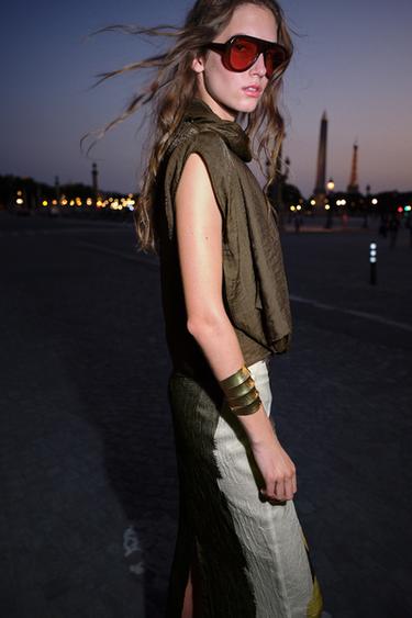 TOP FLUIDE FOULARD - Kaki foncé de Zara - Image 2