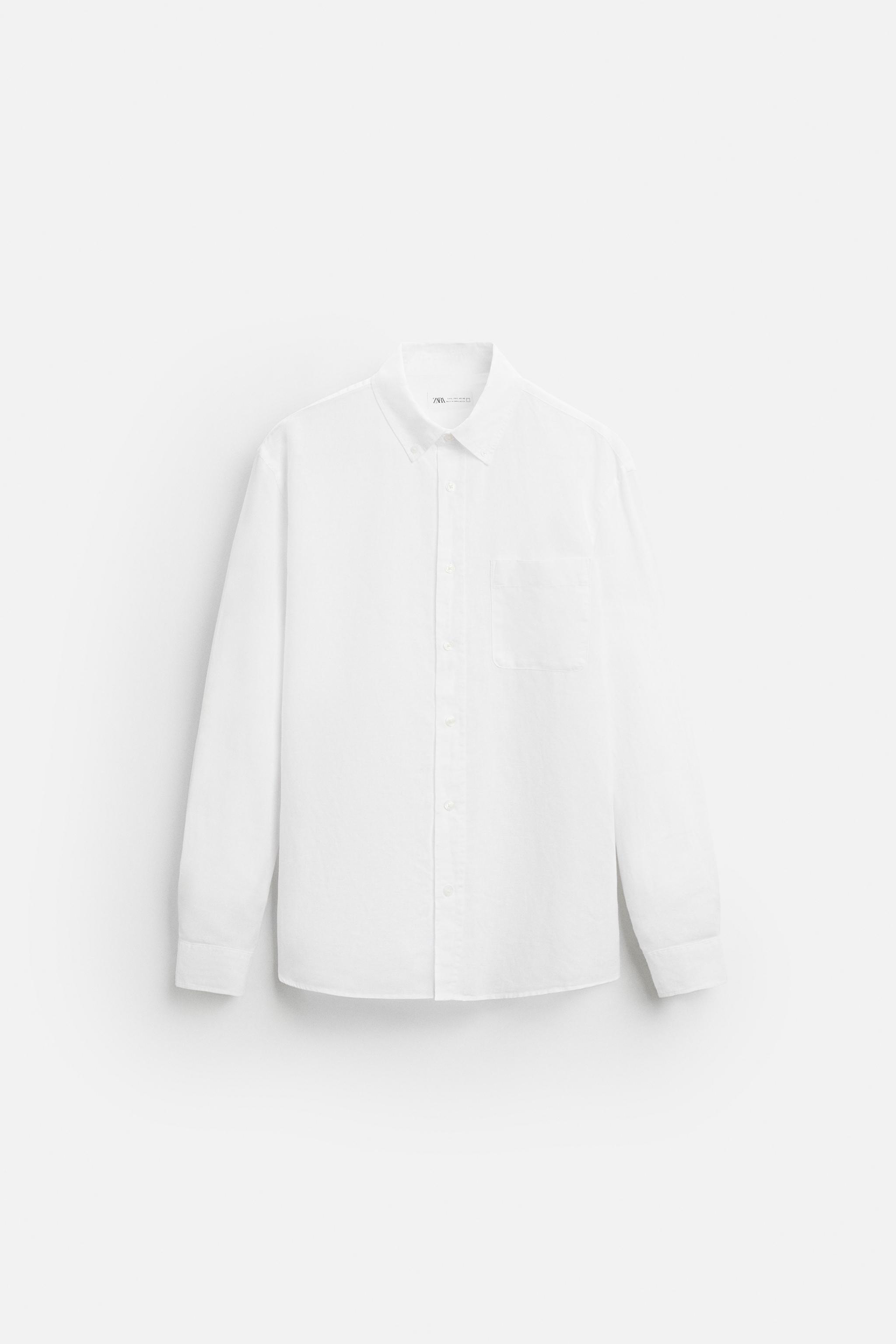 【ZARA】限定版 100% リネンシャツ ホワイト | 4443/300/250 ZARA】限定版 100% リネンシャツ ホワイト | 4443/300/250 (ZARA