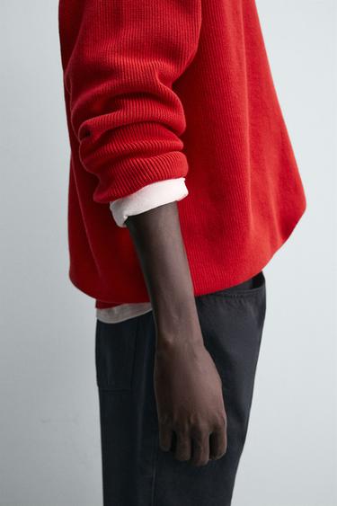 PULL STRUCTURÉ EN COTON - Rouge de Zara - Image 6