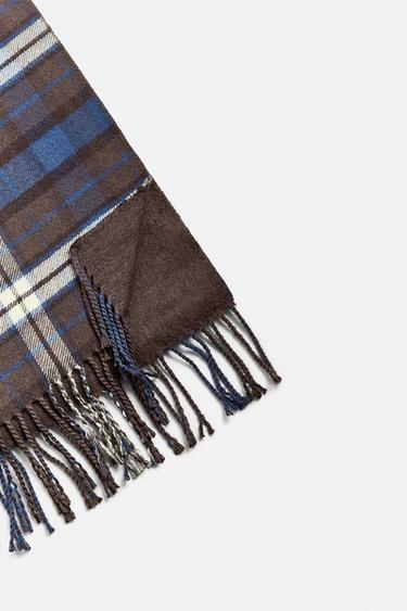 CHECK COMBINATION SCARF - Chocolate by Zara - Image 2