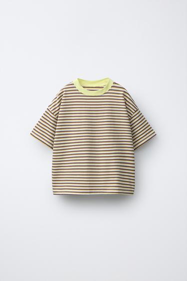 ZARA TIMELESS - تيشرت مخطط بياقة متباينة - أصفر الخاص بـ Zara