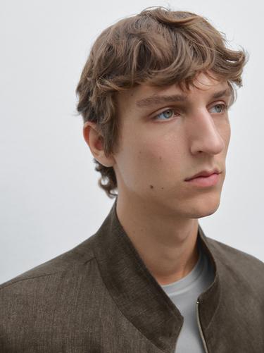 Zara Faded total look linen bomber jacket - Brown