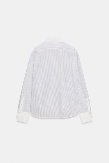 STRIPED SHIRT WITH CONTRAST COLLAR ZW COLLECTION - striped by Zara - Image 4