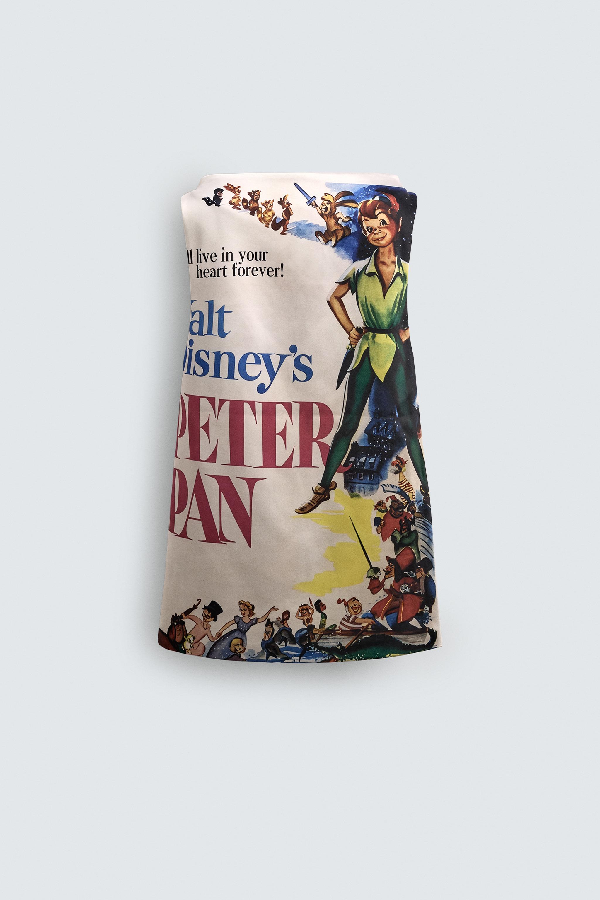 PETER PAN PRINT SATIN DRESS HARRY LAMBERT FOR ZARA X DISNEY