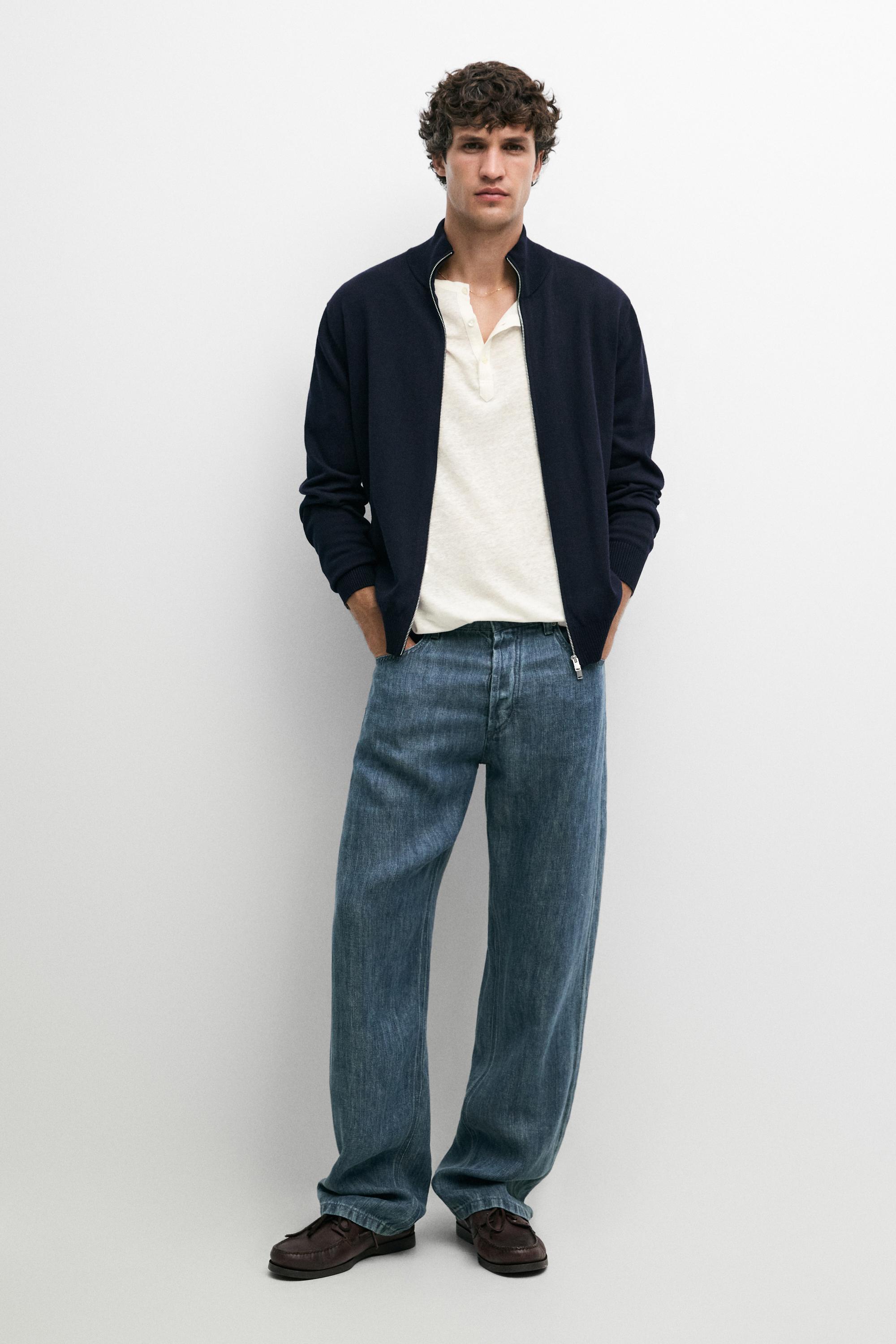 100% cotton knit cardigan — Navy blue