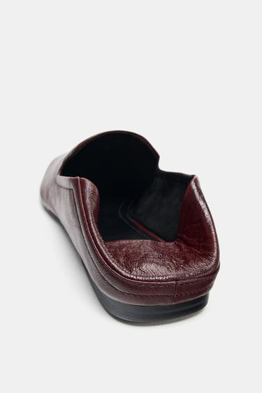 LEATHER LOAFERS WITH HIGH VAMP - Burgundy Red by Zara - Image 6