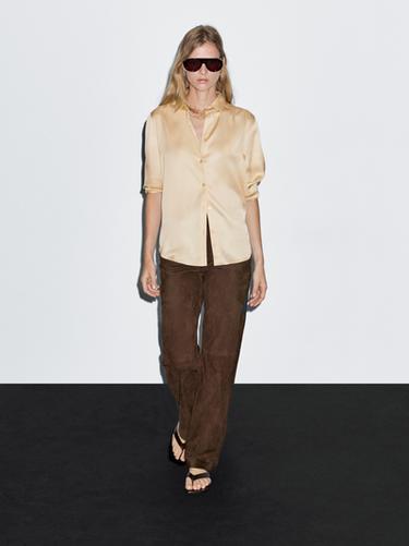 Camisa fluida satinada - Barquillo de Zara