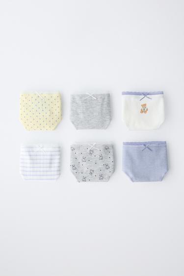 Zara AGES 6-14 / SIX-PACK OF BEAR UNDERWEAR - Blue / White
