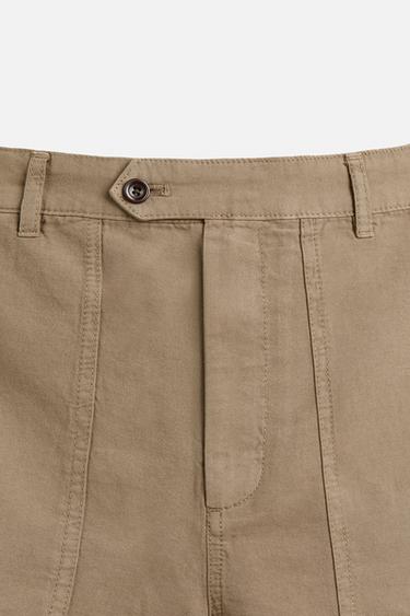 WASHED COTTON-LINEN BERMUDA SHORTS - Beige by Zara - Image 7