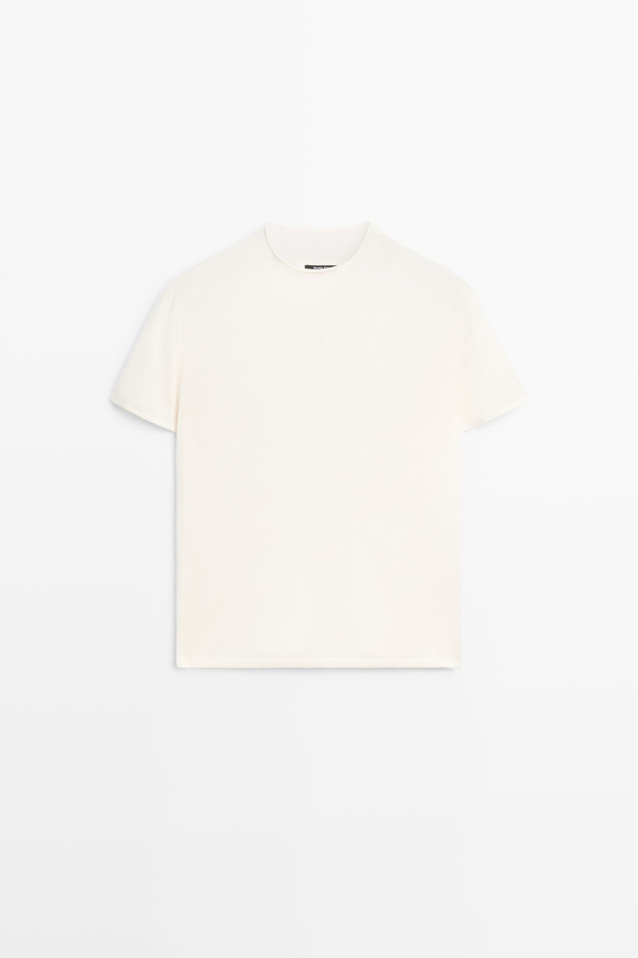 100% cotton short sleeve sweater — Ecru
