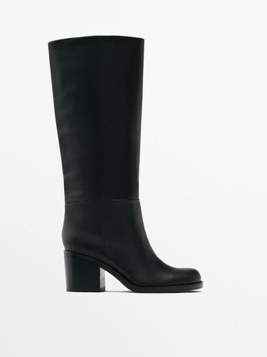 Bottes talon large - Noir de Zara