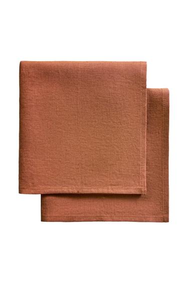 SET TOVAGLIOLI LINO SLAVATO COLORE (SET DA 2) - Mattone di Zara