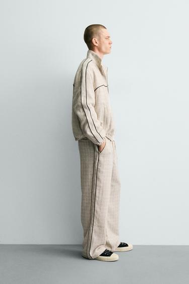 BOXY FIT TEXTURED JACKET WITH CONTRAST TRIMS - Ecru by Zara - Image 3