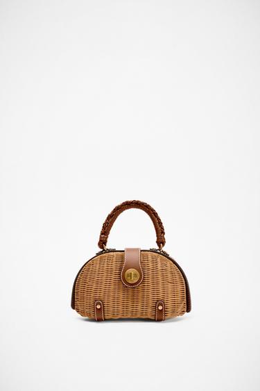 Zara RIGID MINI CROSSBODY BAG - taupe brown