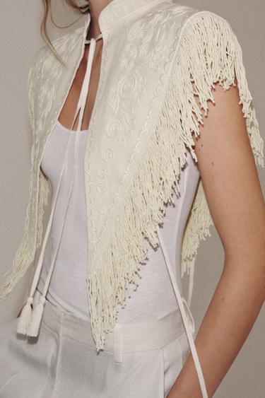 ROJTOS HÍMZETT MELLÉNY ZW COLLECTION – Ekrü a ZARA-tól