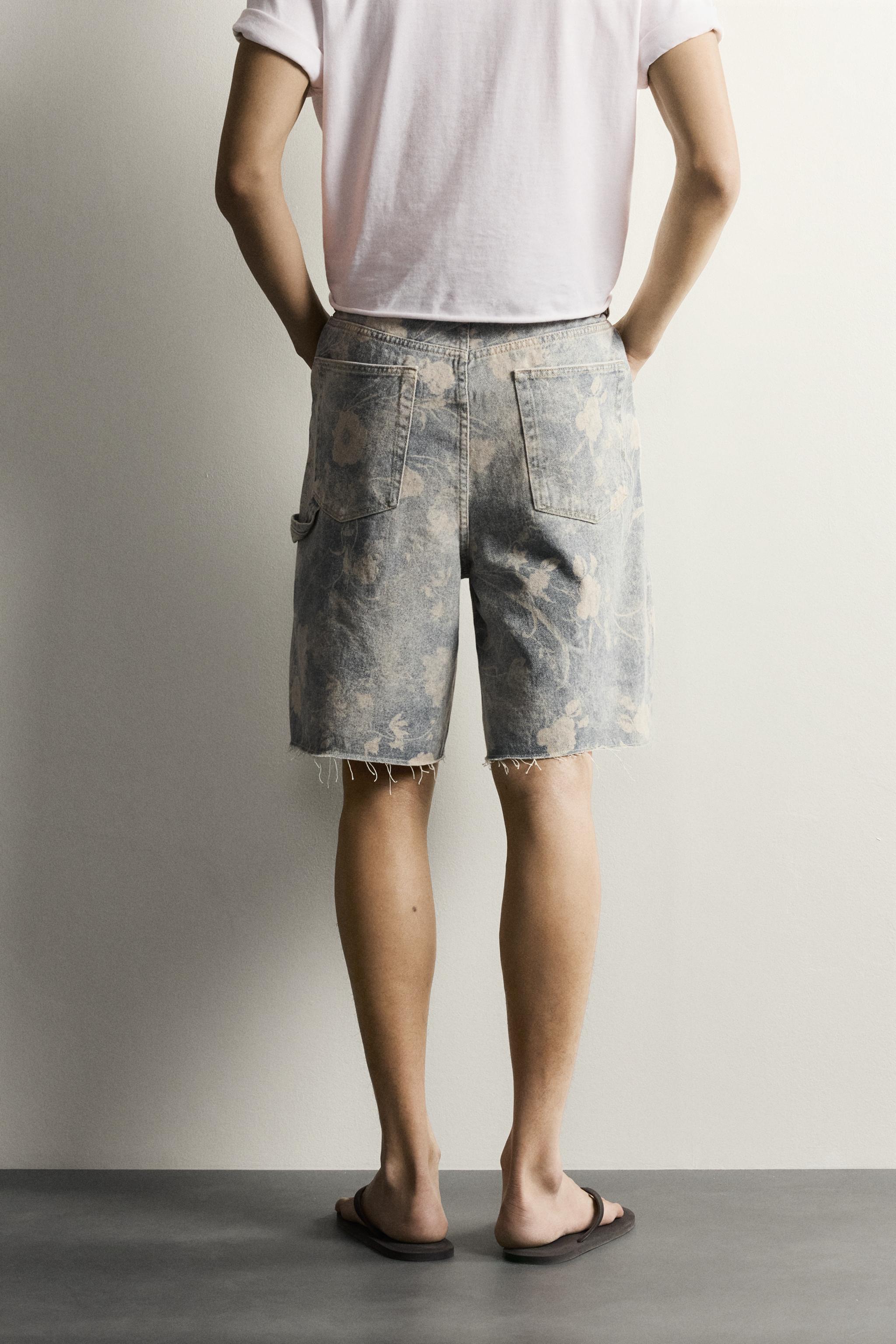BERMUDA RELAXED FIT À IMPRIMÉ FLORAL DÉLAVÉ