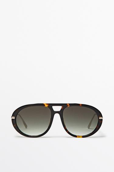 Zara Tortoiseshell-effect aviator sunglasses - Green - Image 0