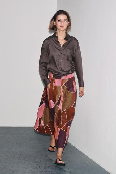 ZW COLLECTION PRINTED MIDI SKIRT - Pink by Zara