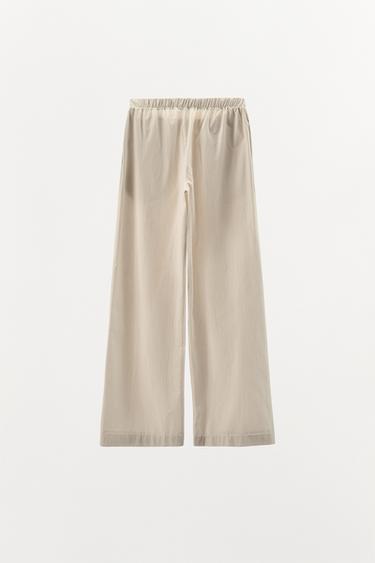 STRIPED POPLIN TROUSERS - Oyster-white by Zara - Image 4