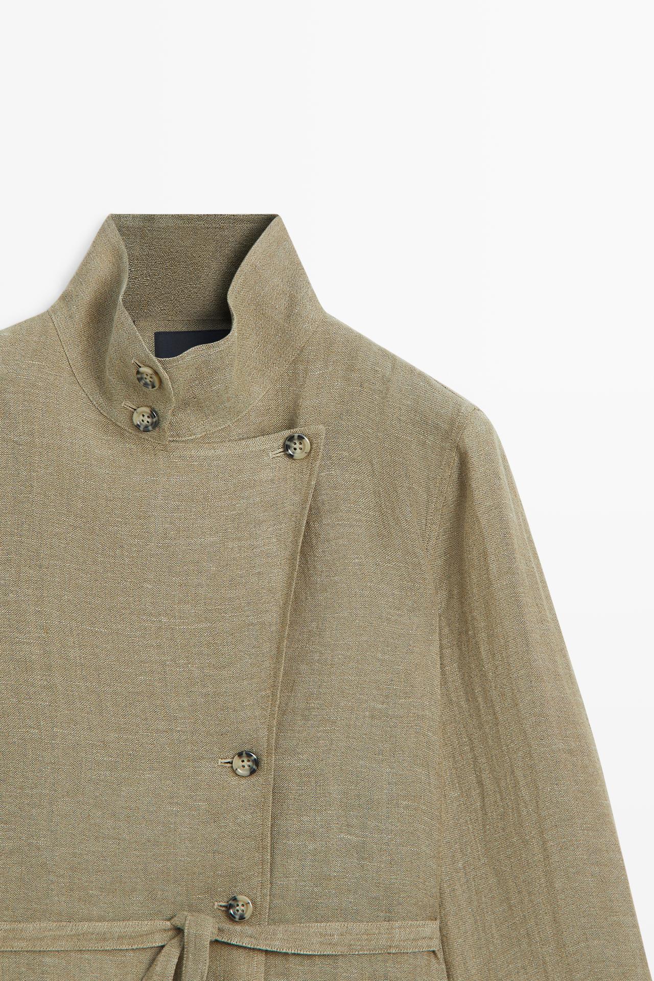 Suede linen-blend safari jacket with stand collar — 548