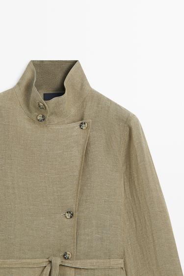 Suede linen-blend safari jacket with stand collar — 548 2