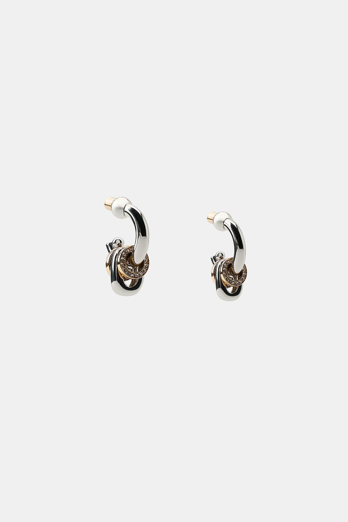 Женские серьги Zara Combined, цвет: Золотой / Серебряный — фото 3