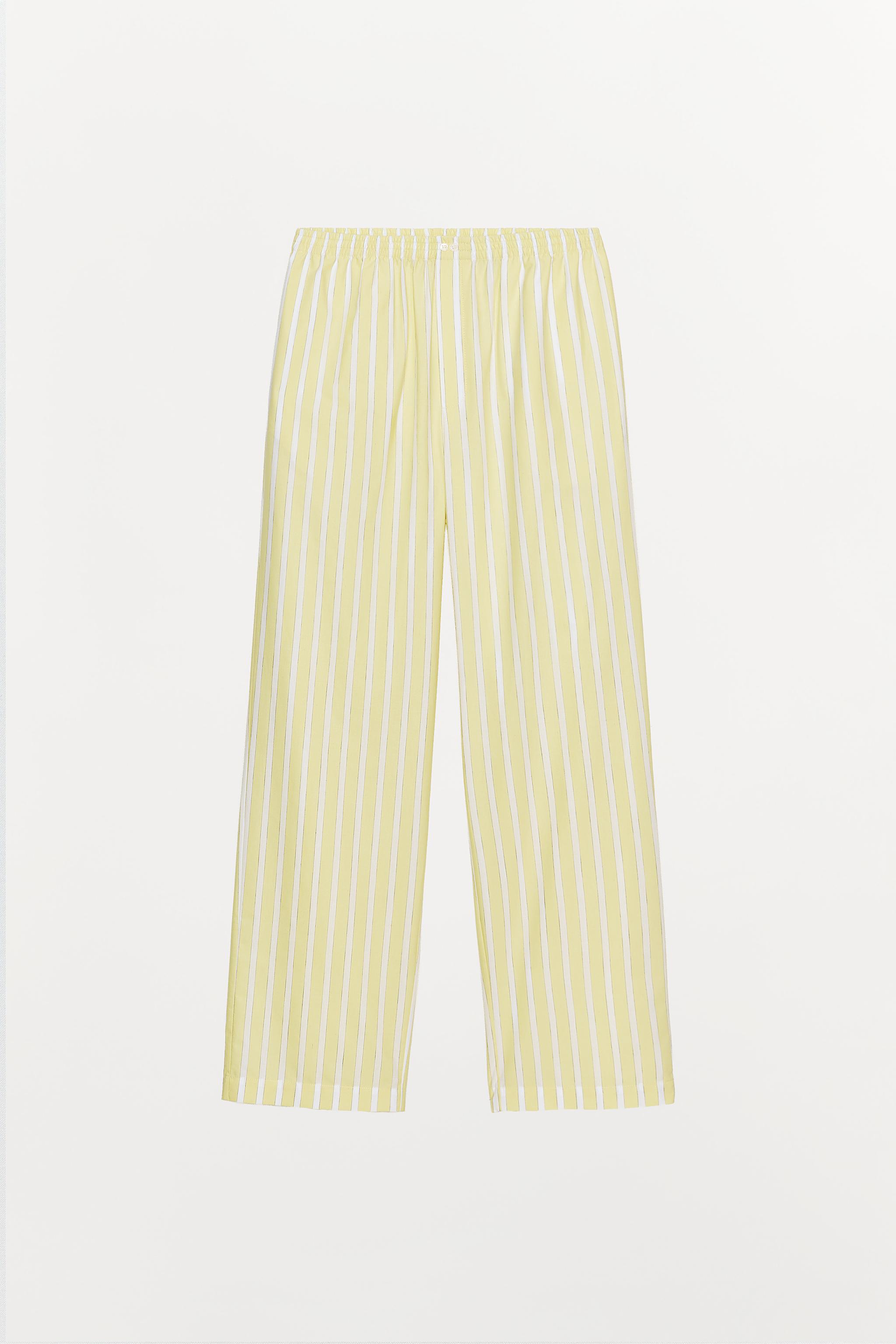 スペイン発送 ZARA ストライプパジャマパンツ イエロー 今季新作 STRIPED PYJAMA TROUSERS - Yellow | ZARA Spain