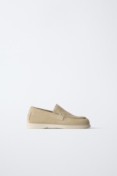 LEATHER DECK SHOES - Sand Brown by Zara