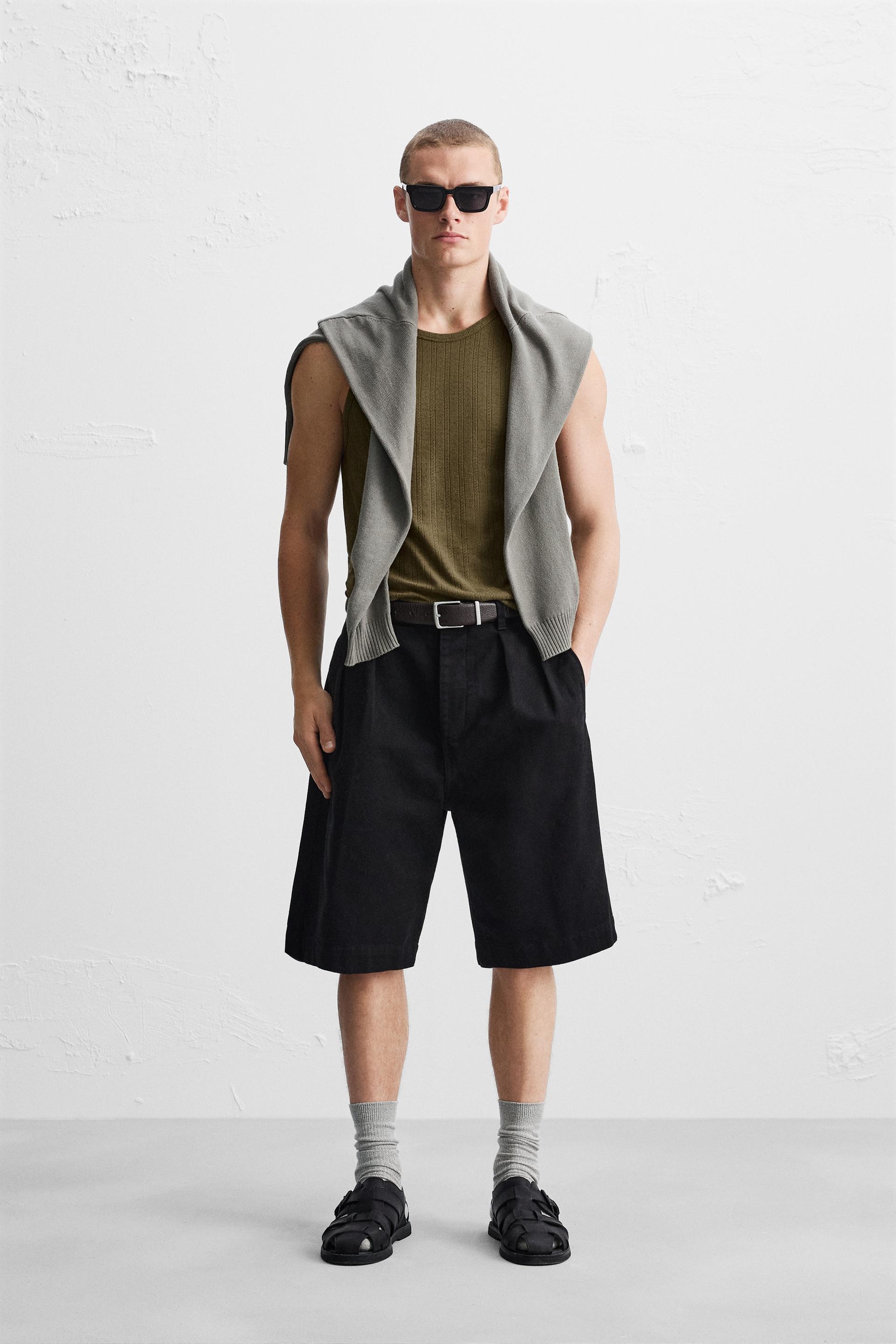 STRUCTURED POINTELLE TANK TOP - Olive green | ZARA United States