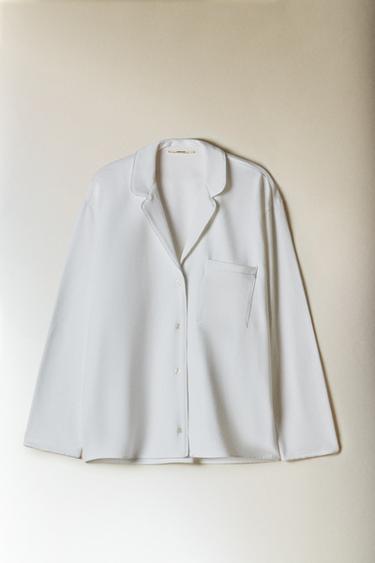 NAPPED SHIRT WITH TRIM - White by Zara - Image 6