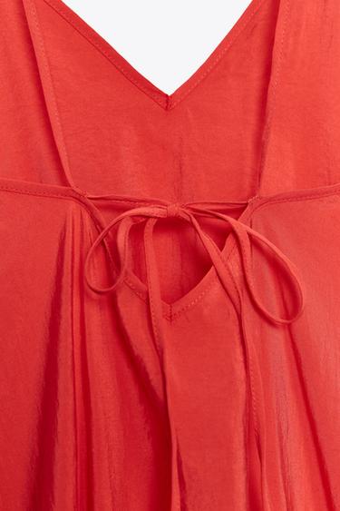 ROBE MIDI FLUIDE - Rouge / Corail de Zara - Image 6