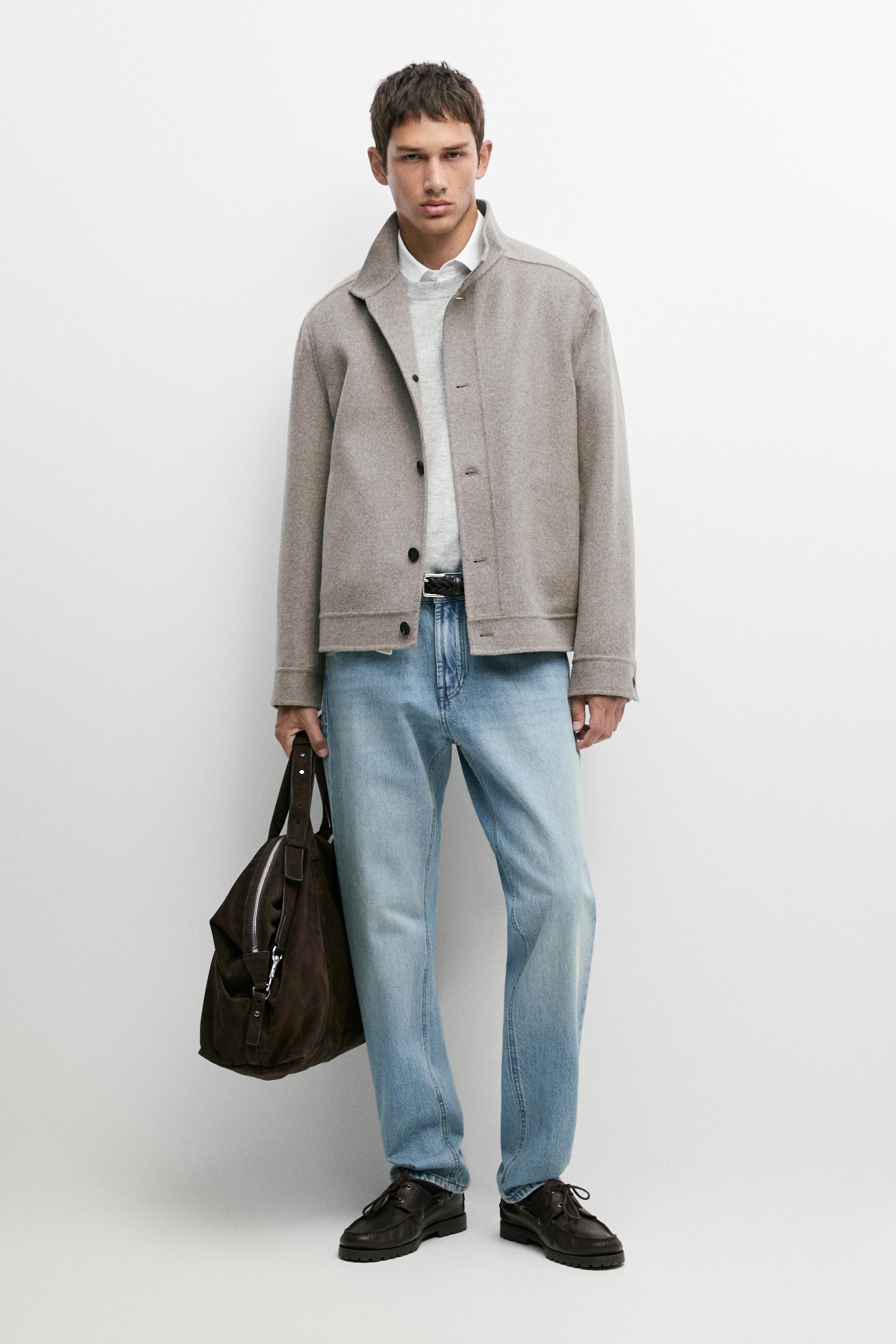 Wool blend high neck double fabric jacket