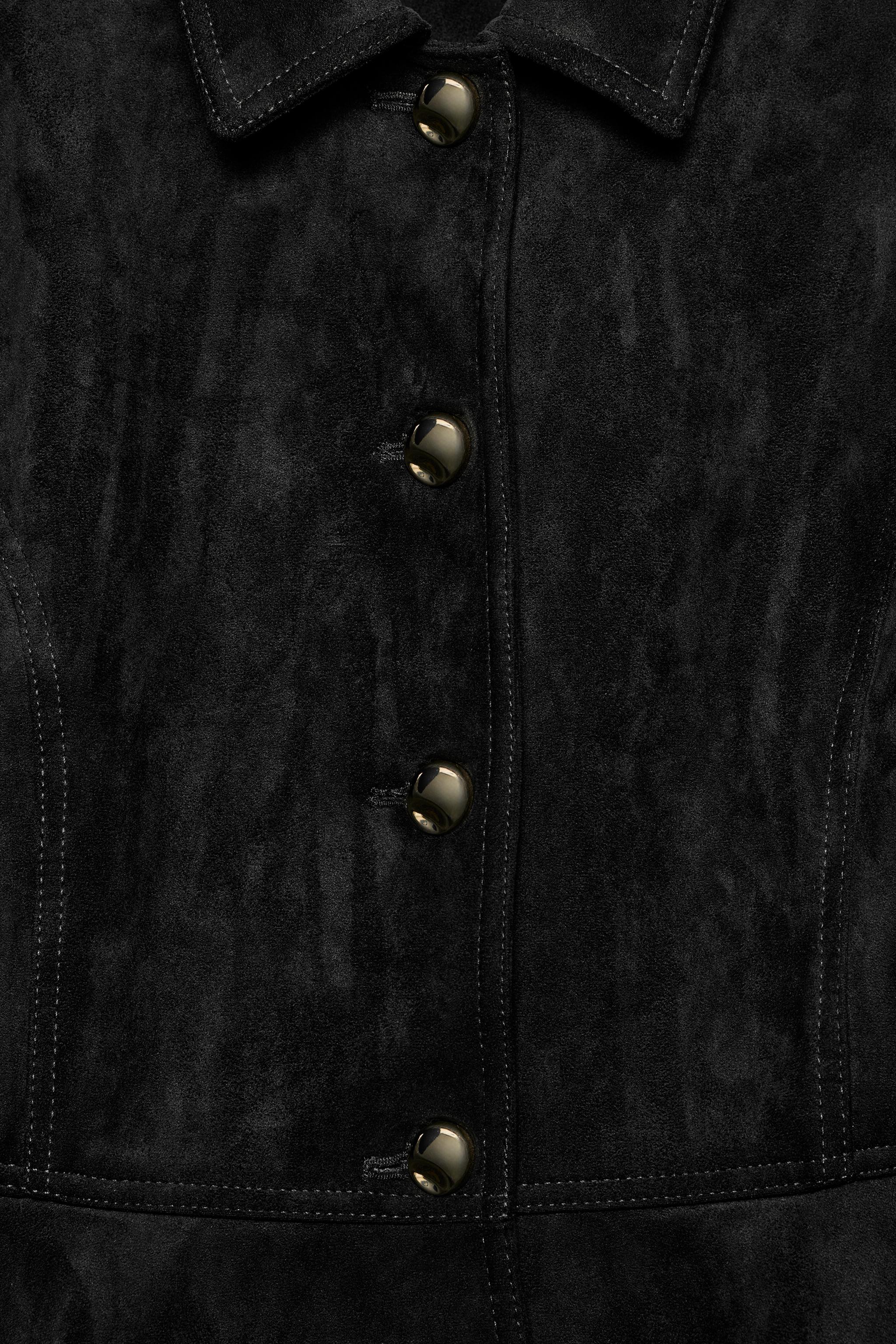 Женские куртки Zara FAUX SUEDE JACKET WITH SHOULDER PADS — фото 8