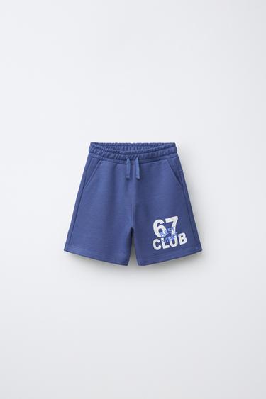 VARSITY NUMBER BERMUDA SHORTS - Blue by Zara
