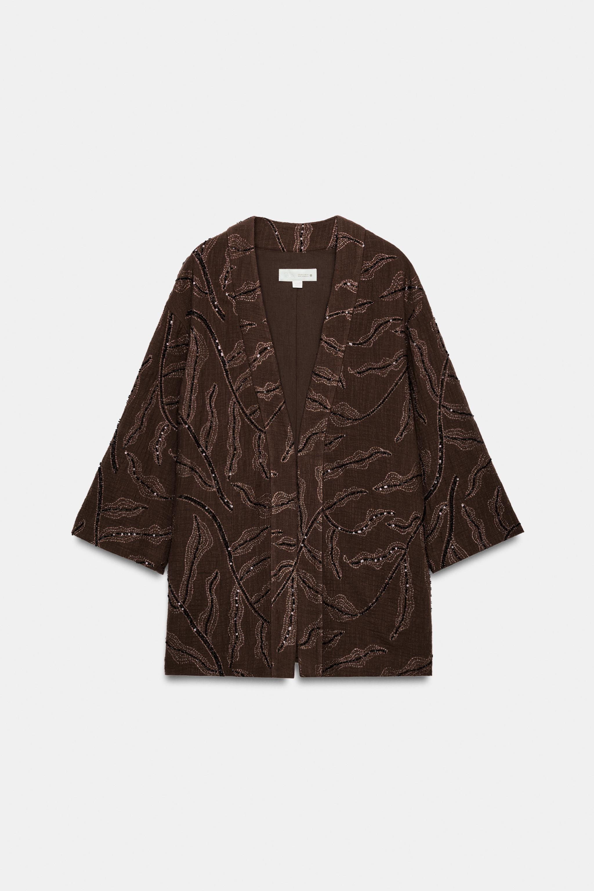 SEQUIN METALLIC THREAD KIMONO JACKET