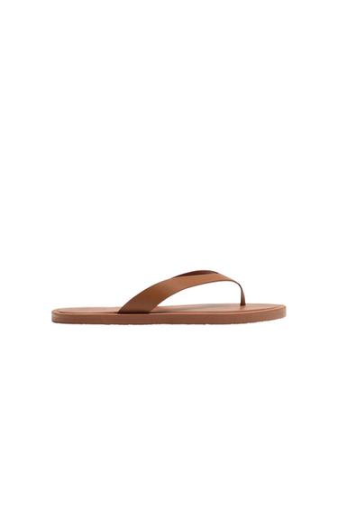 SANDÁLIA EM COURO - Castanho-conhaque da Zara