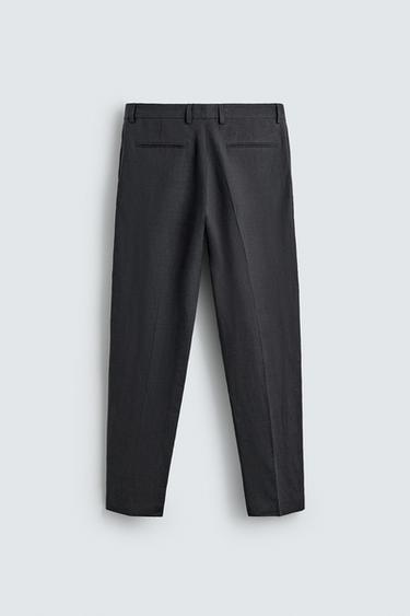 100% LINEN REGULAR FIT SUIT TROUSERS - Dark navy by Zara - Image 7