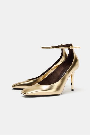 METALLIC EFFECT HIGH-HEEL SHOES - Gold by Zara - Image 1