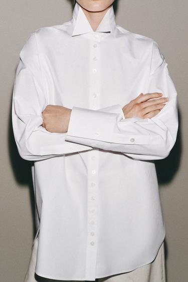 ZW COLLECTION BUTTONED POPLIN SHIRT - White by Zara - Image 3