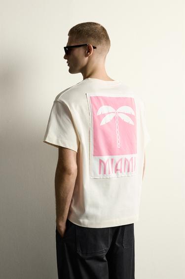 CAMISETA RELAXED FIT PARCHE MIAMI - Blanco de Zara