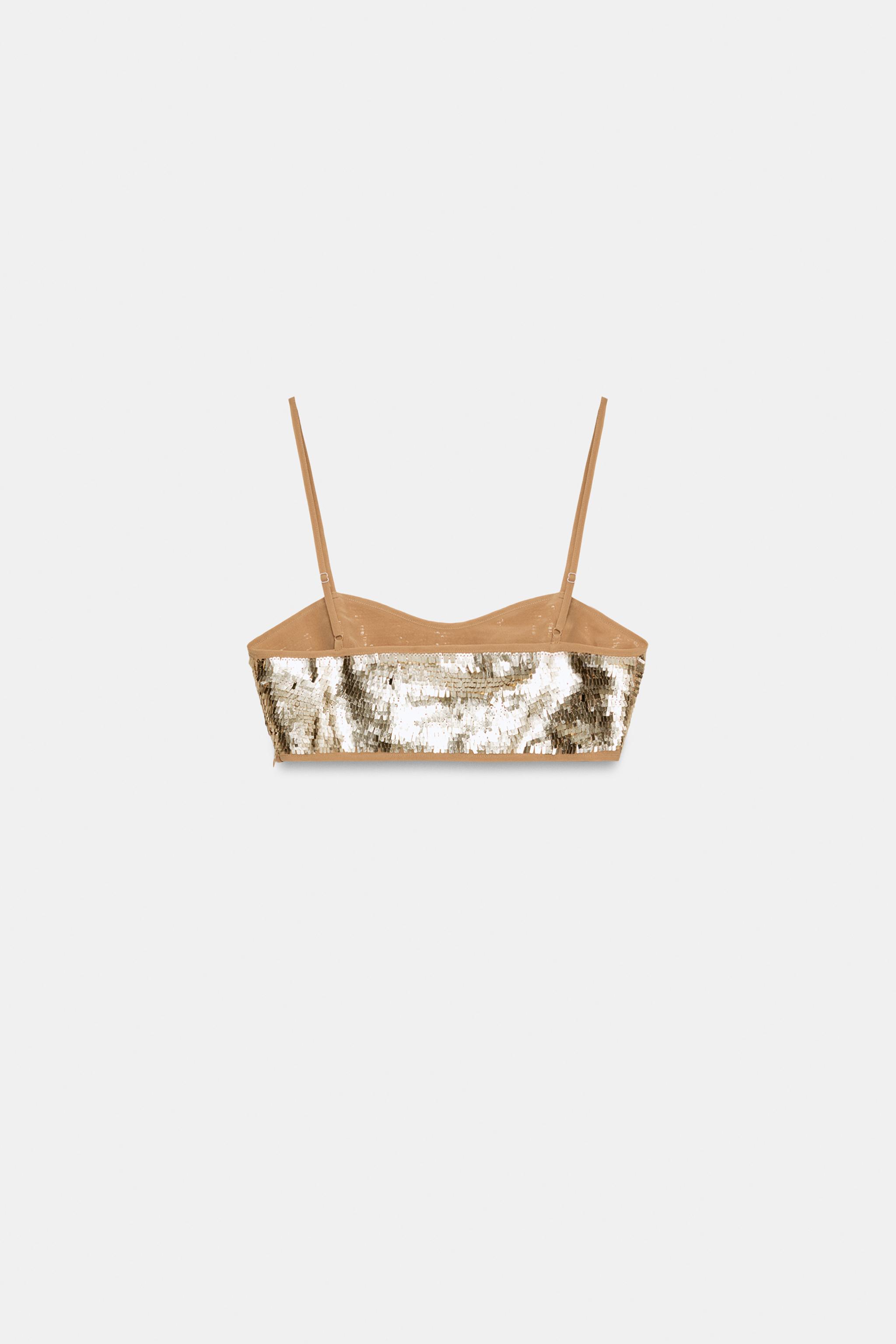Женские рубашки Zara SEQUIN CROP TOP — фото 5