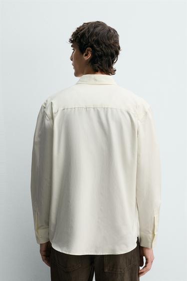 REGULAR FIT COTTON-SILK SHIRT - Oyster-white by Zara - Image 2